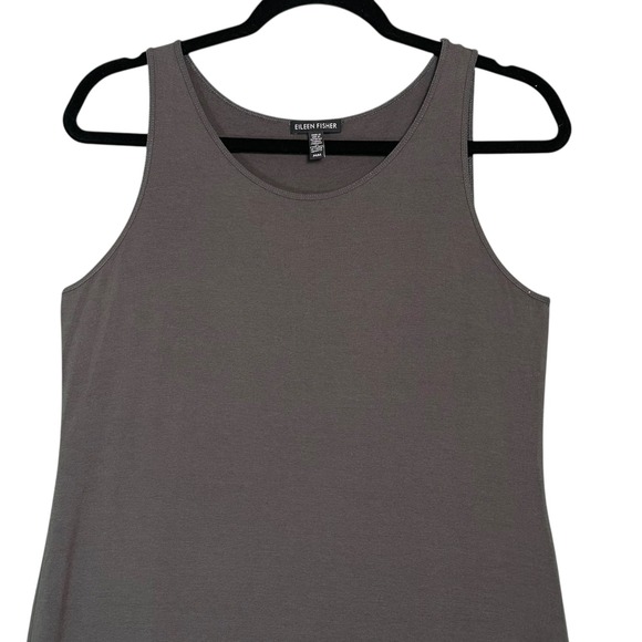 Eileen Fisher Womens Midi Dress M Stretch Viscose Jersey Knit Capsule Taupe Wear - Picture 3 of 11